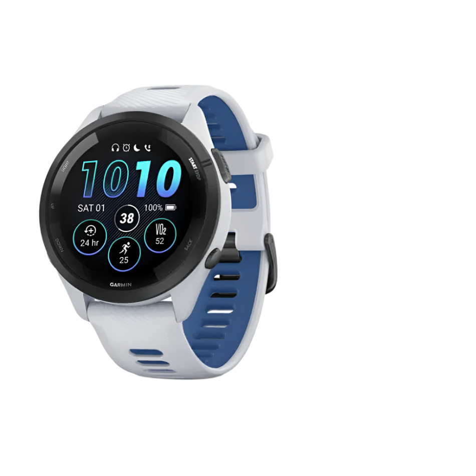 Garmin Unisex Forerunner 265 Music Running Watch in Whitestone/Tidal Blue