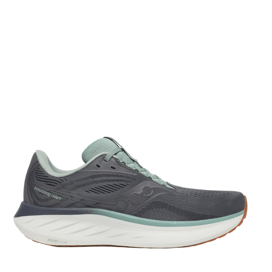 Saucony Men's Ride 18 Running Shoes in Carbon/Iceberg AW25
