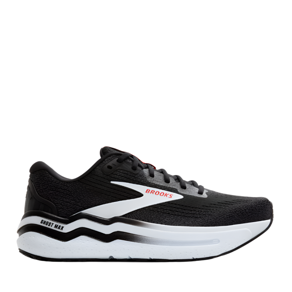 Brooks Ghost Max 2 Men's Running Shoes in Black/White/Fiery Red