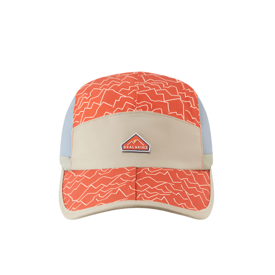 Sealskinz Poringland Waterproof Foldable Peak Printed Hiking Cap in Orange
