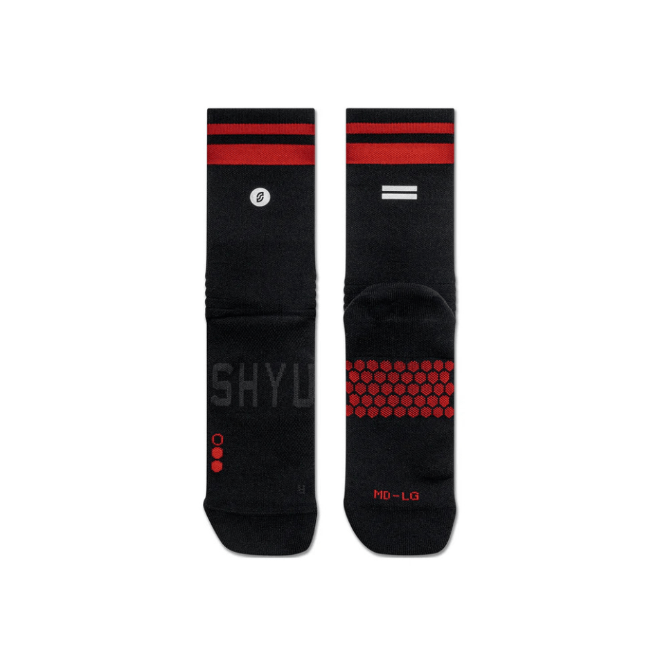 Shyu Unisex Half Crew Cut Racing Socks in Black/Red/Red SS25