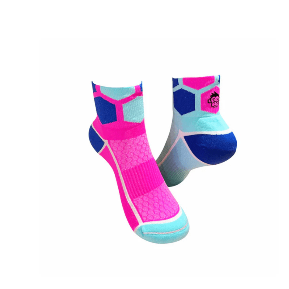 Monkey Sox Ultra Hex Sports Socks in Pink/Turquoise