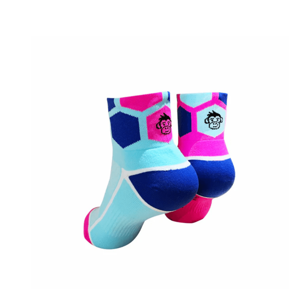 Monkey Sox Ultra Hex Sports Socks in Pink/Turquoise