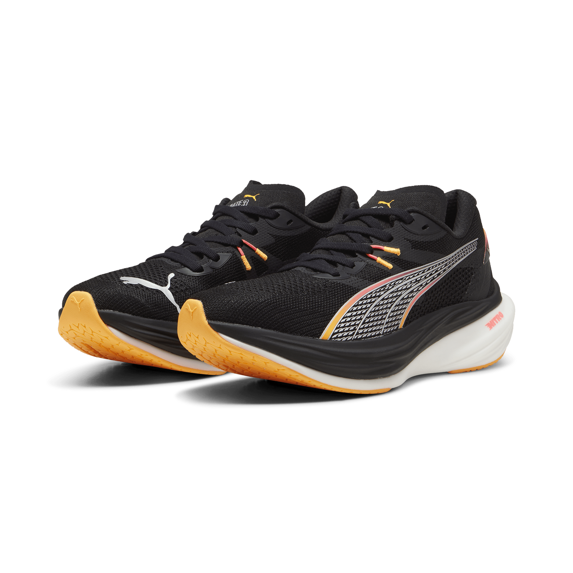 Puma Men's Deviate Nitro 3 Running Shoes in Black/Sun Stream AW24