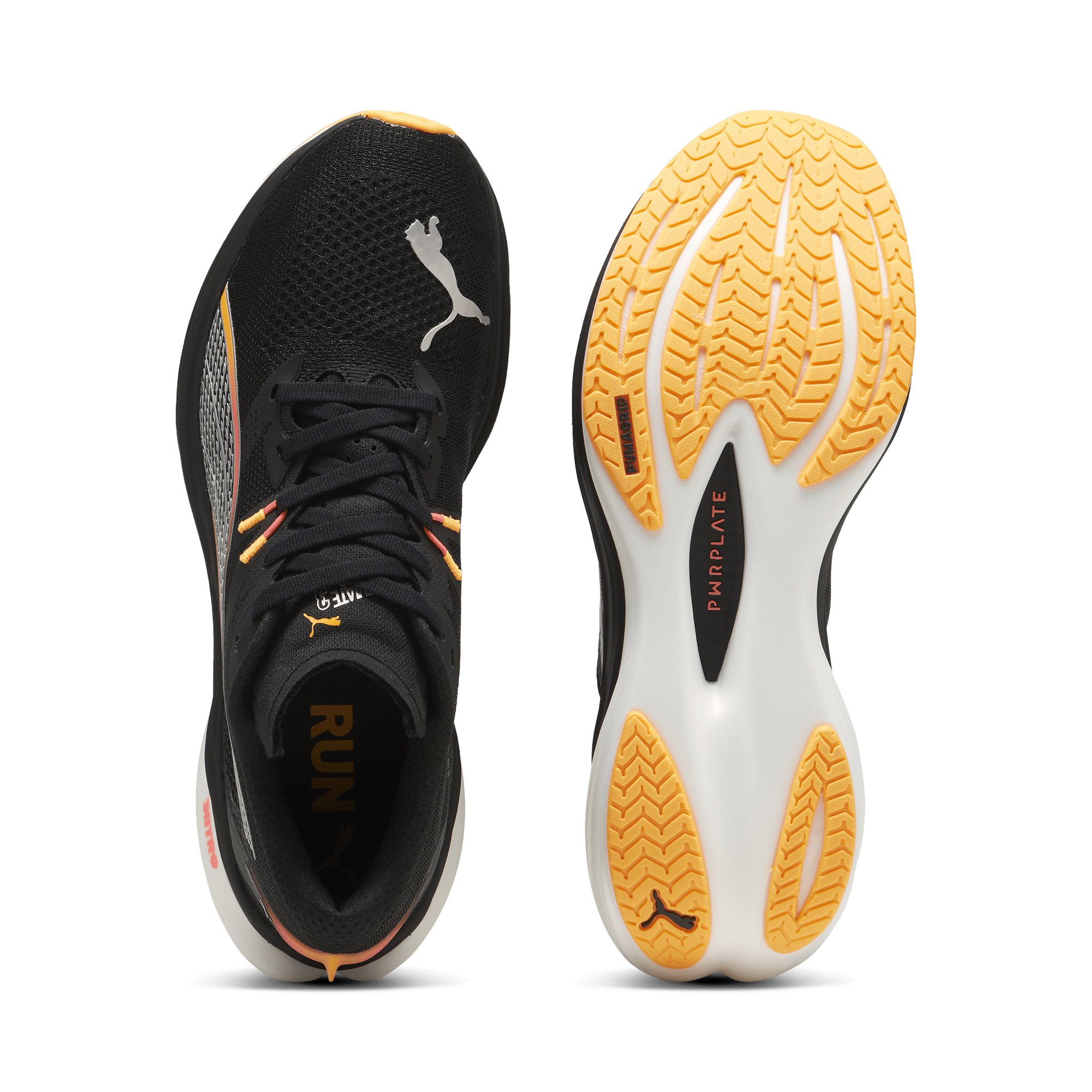 Puma Men's Deviate Nitro 3 Running Shoes in Black/Sun Stream AW24