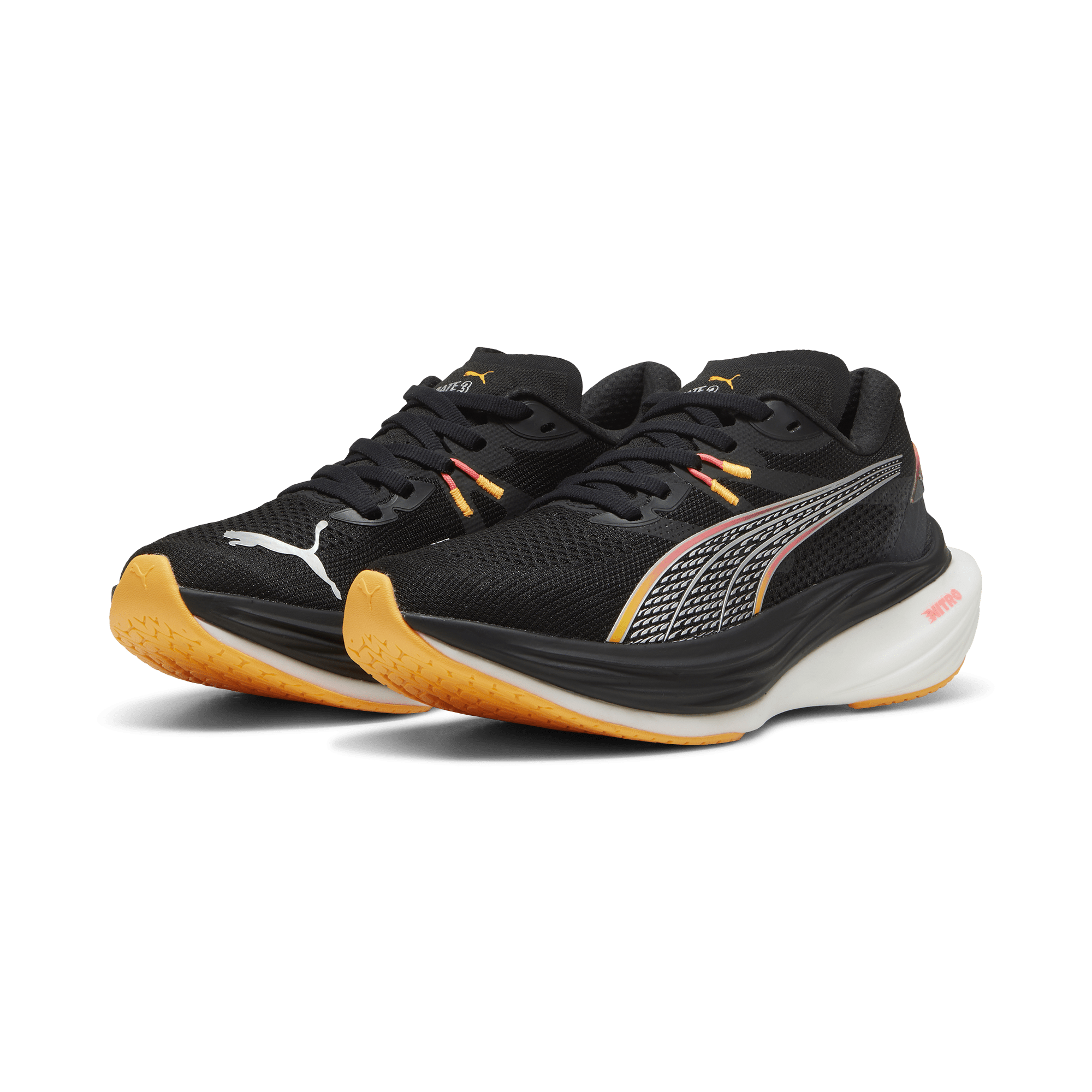 Puma Women's Deviate Nitro 3 Running Shoes in Black/Sunset Glow/Sun Stream AW24