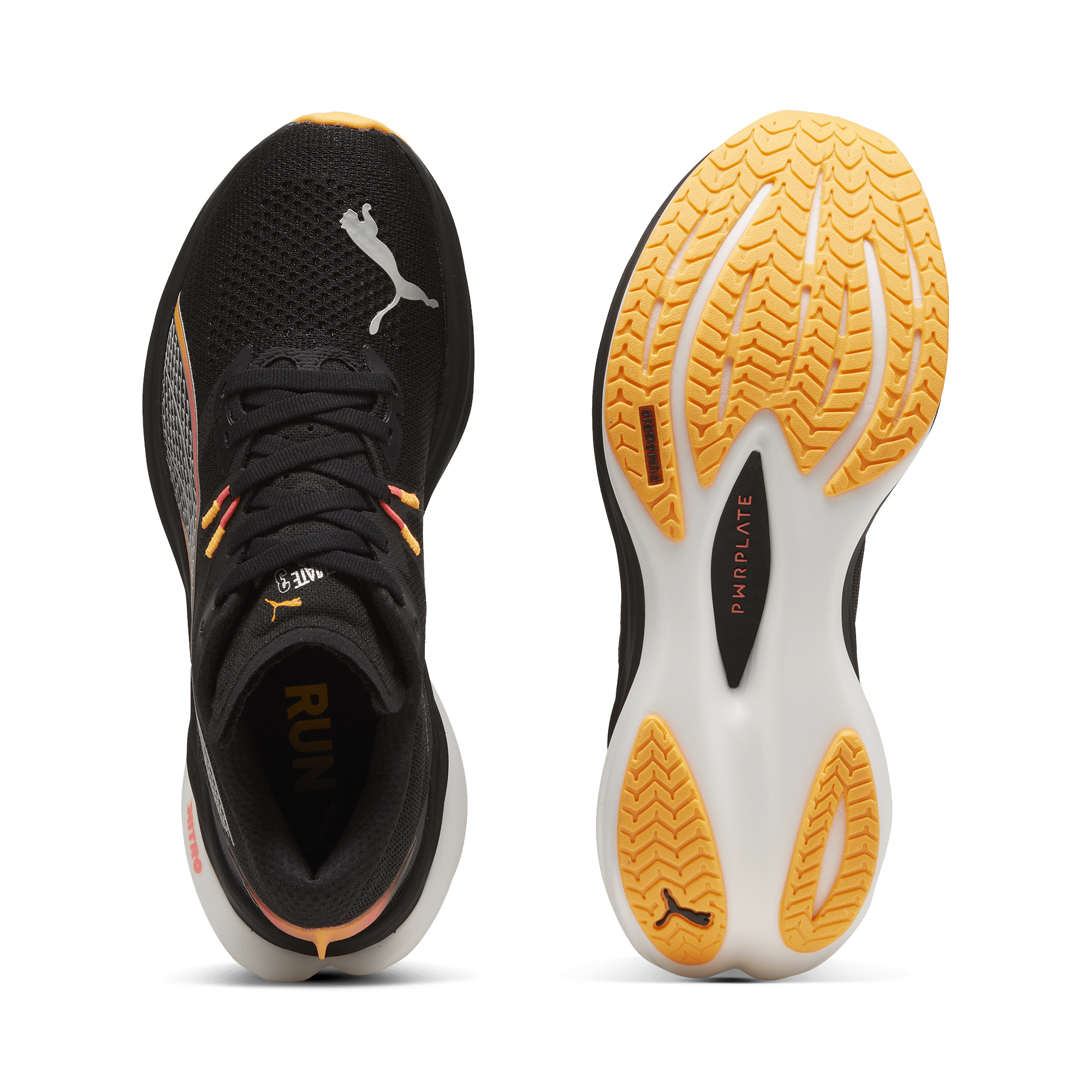 Puma Women's Deviate Nitro 3 Running Shoes in Black/Sunset Glow/Sun Stream AW24