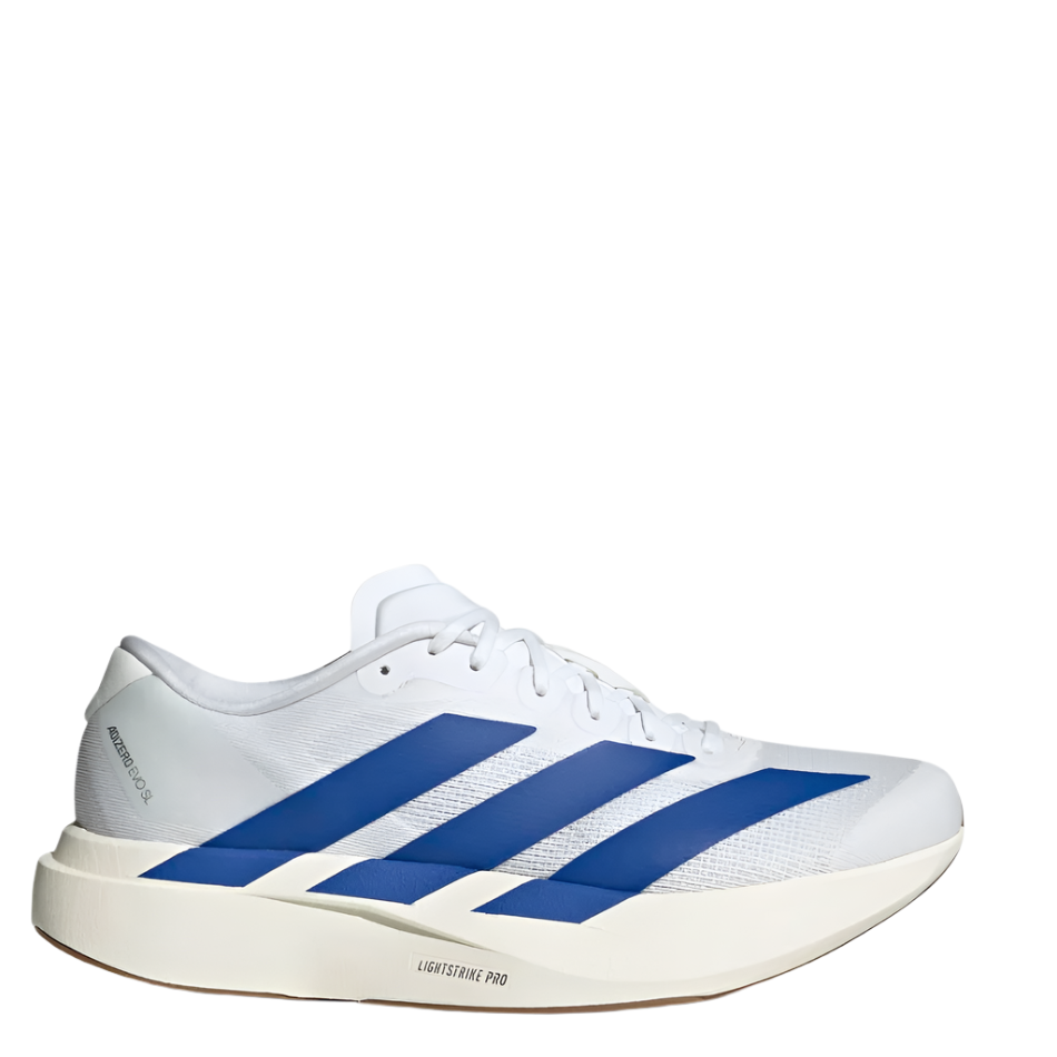Adidas Men's Adizero Evo SL Running Shoes in FTW White/Royal Blue/Purple Rub AW25