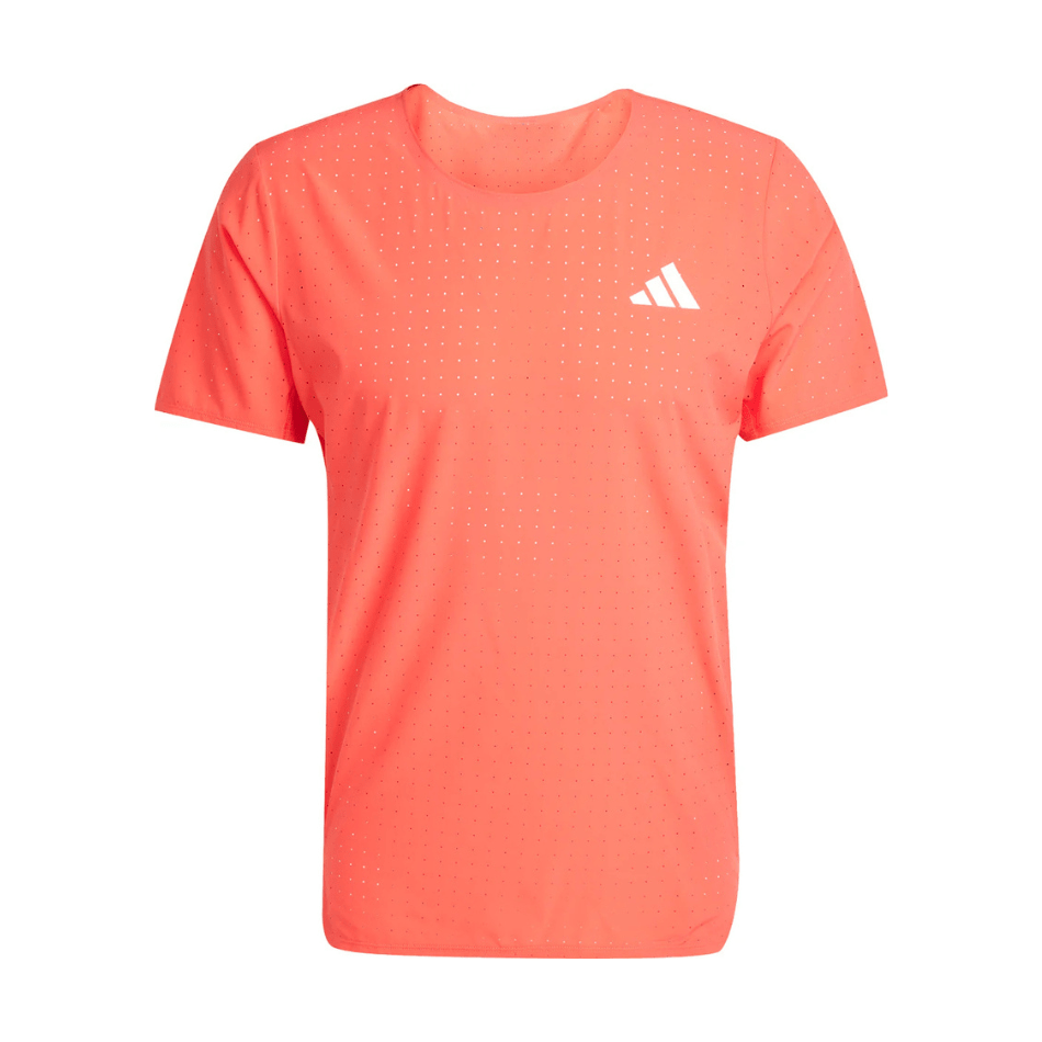 Adidas Men's Adizero Short Sleeved Running Tee in Red SS25