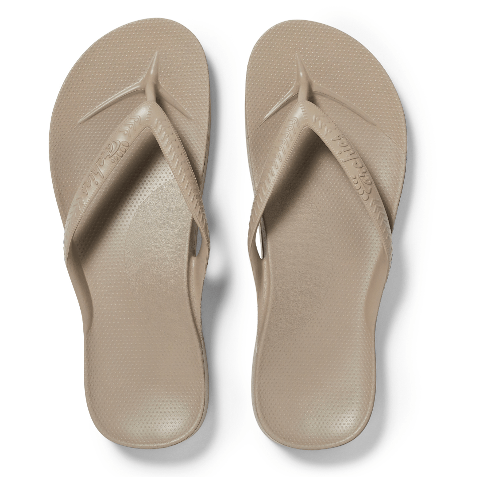 Archies Arch Support Flip Flops in Taupe