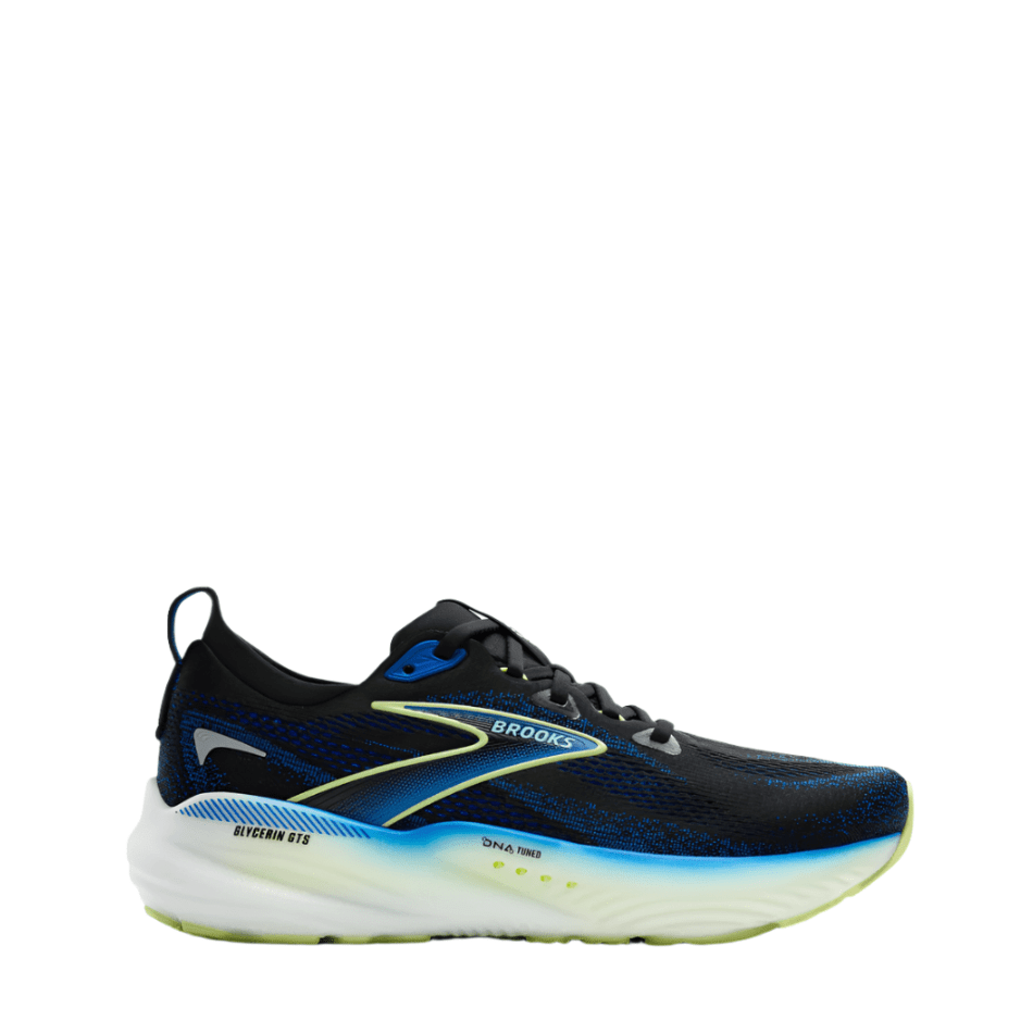 Brooks Men's Glycerin GTS 22 Running Shoes in Black/Cobalt/Neo Yellow SS25