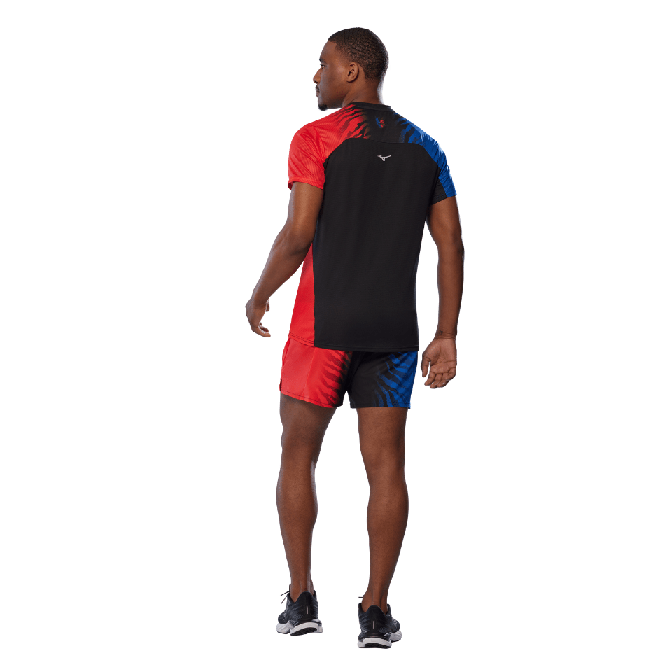 Mizuno Men's Dryaeroflow Graphic Tee in Oni Red/Oni Blue SS25