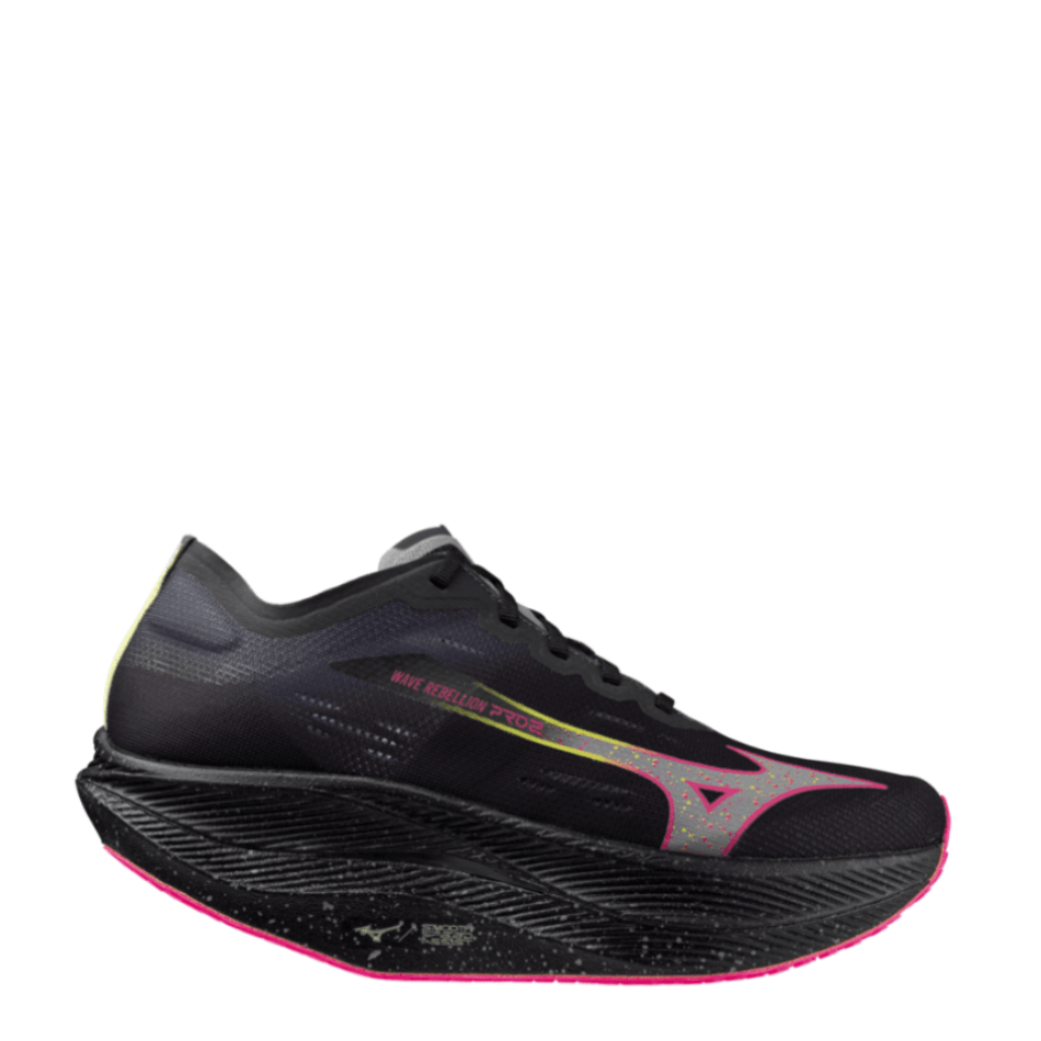 Mizuno Unisex Wave Rebellion Pro 2 Running Shoes in Black/Silver/Pink/Tetra AW24