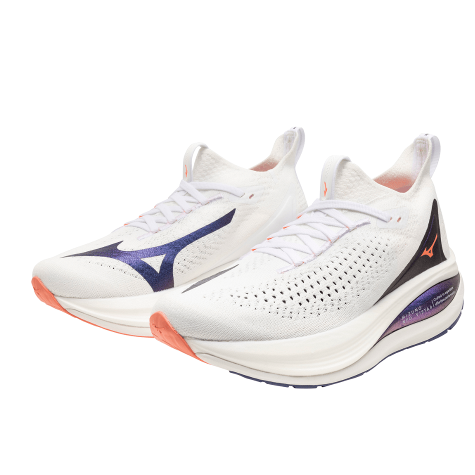 Mizuno Women's Neo Vista 2 Running Shoes in White/Striking Coral/Iris Bloom AW25