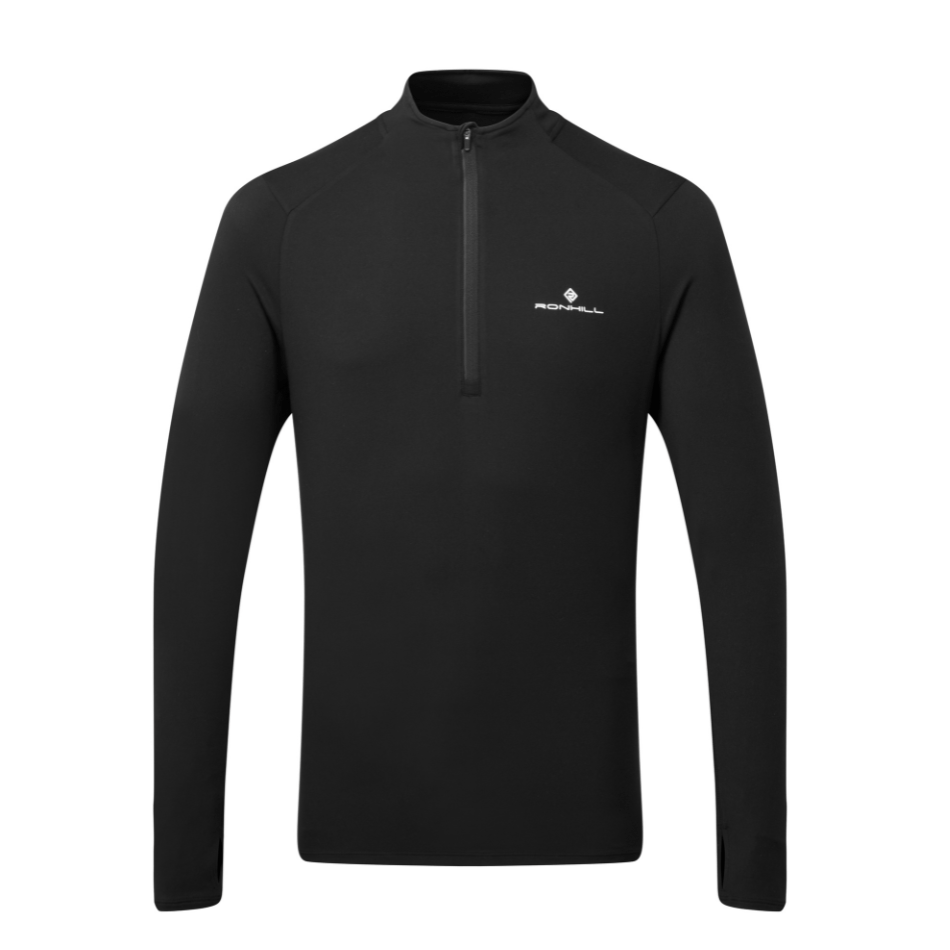 Ronhill Men's Core Thermal 1/4 Zip in Black/Bright White SS25